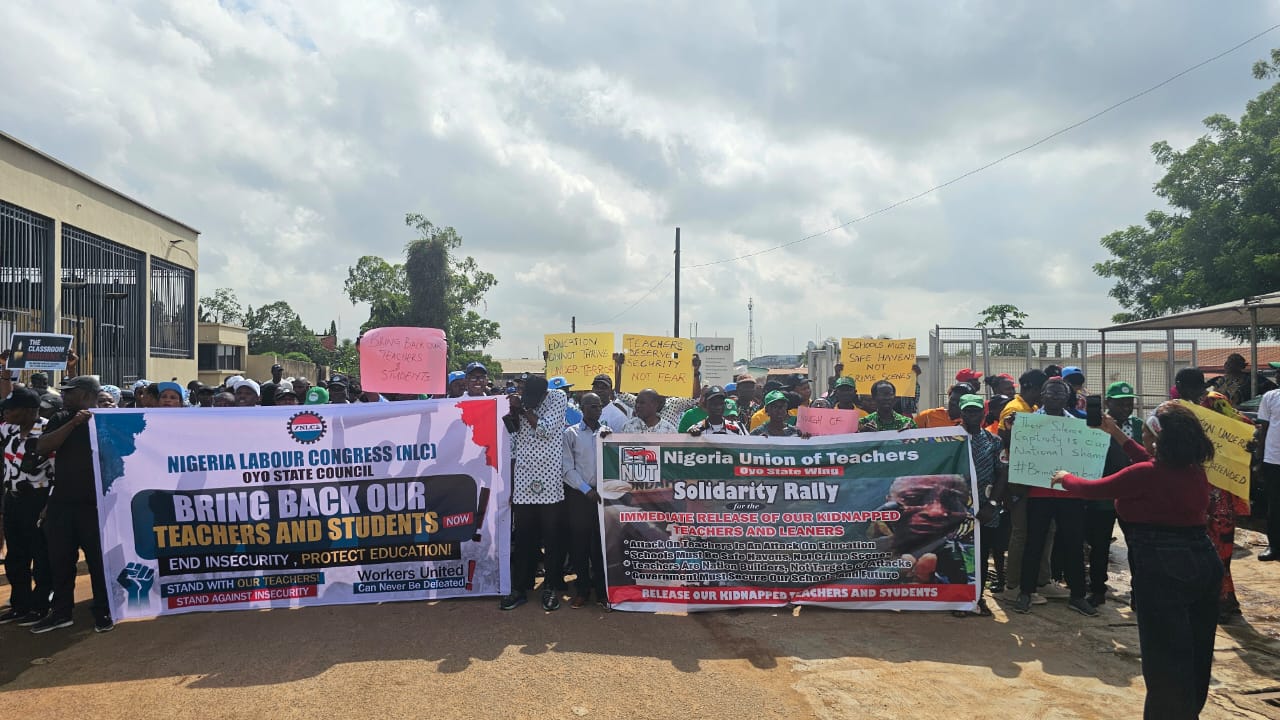 NUT Stages Nationwide Solidarity Rally in Oyo, Demands Freedom for Abducted Teachers and Pupils